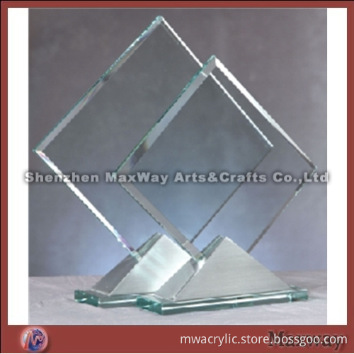 Transparent Square High Grade Acrylic Award with Triangle Base